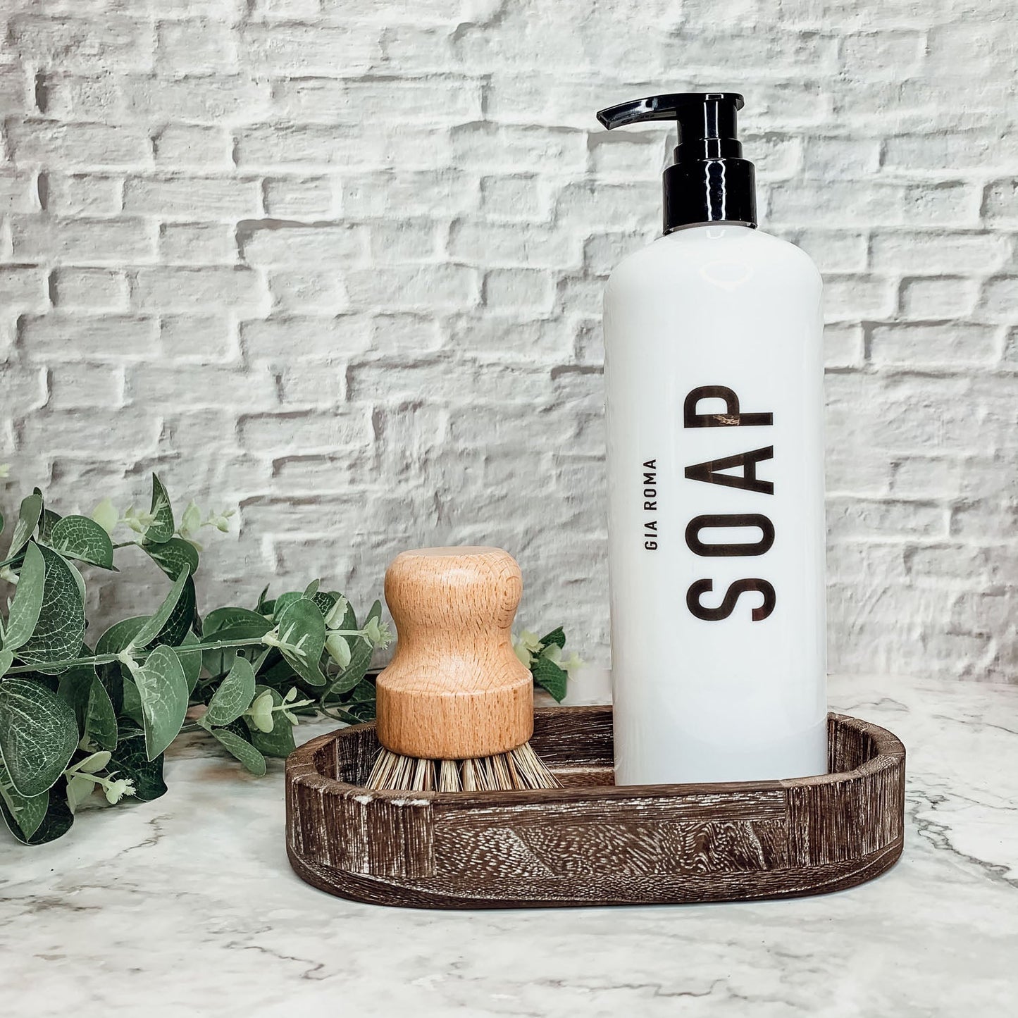 Handmade Rustic Wood Tray For Two 16oz Dispensers And Vanity Countertop Tray