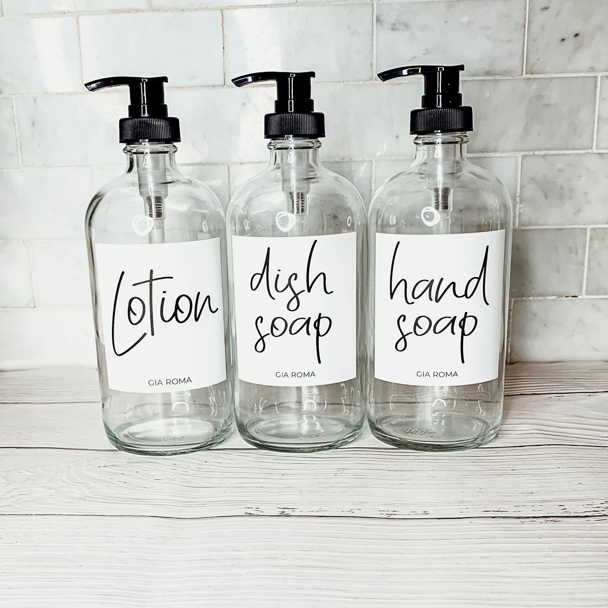 16oz Glass Boston Round Bottle Clear With White Label - Multiple Pack