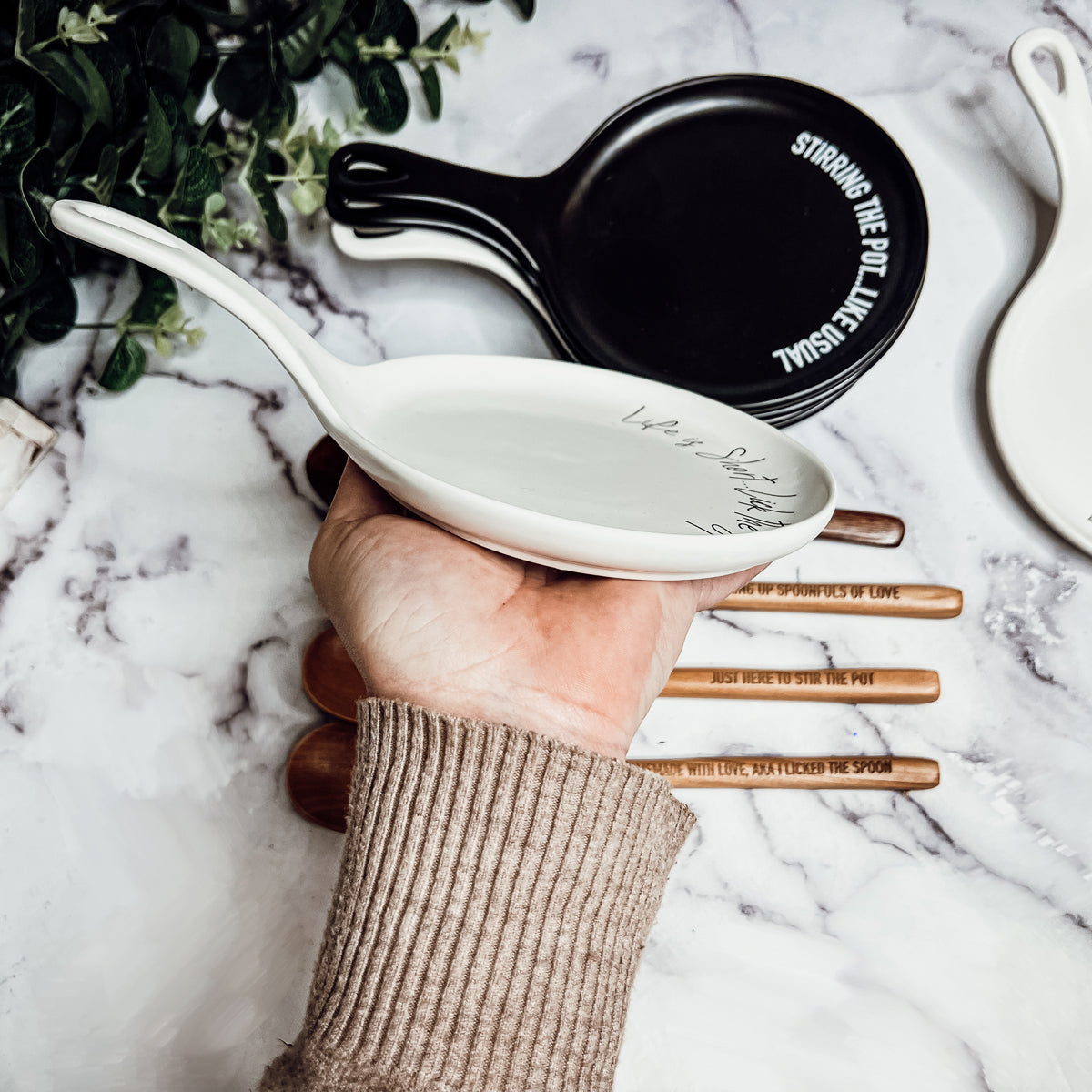 Spoon Rest And Wooden Spoon Set Custom Color Quote Choice Kitchen Gift