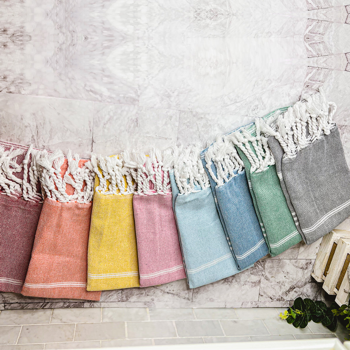 Turkish Hand Towel Oversized 100% Cotton Peshtemal Lightweight Absorbent