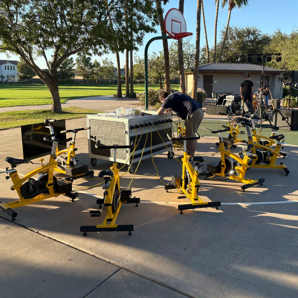 Human Power Station with 10 Power Generator Bikes by Pedal Power Generator