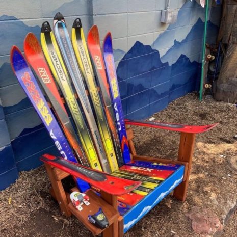 Colorado Ski Furniture Customizable Adirondack Ski Chair with Mountain Stripe Front Board