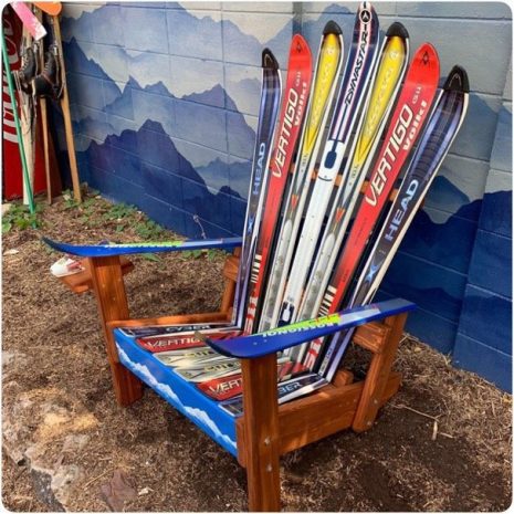 Colorado Ski Furniture Customizable Adirondack Ski Chair with Mountain Stripe Front Board
