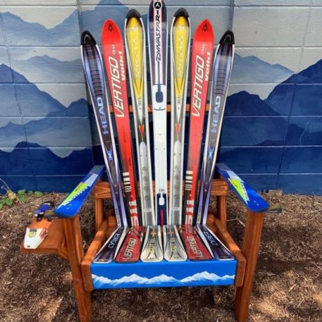 Colorado Ski Furniture Customizable Adirondack Ski Chair with Mountain Stripe Front Board