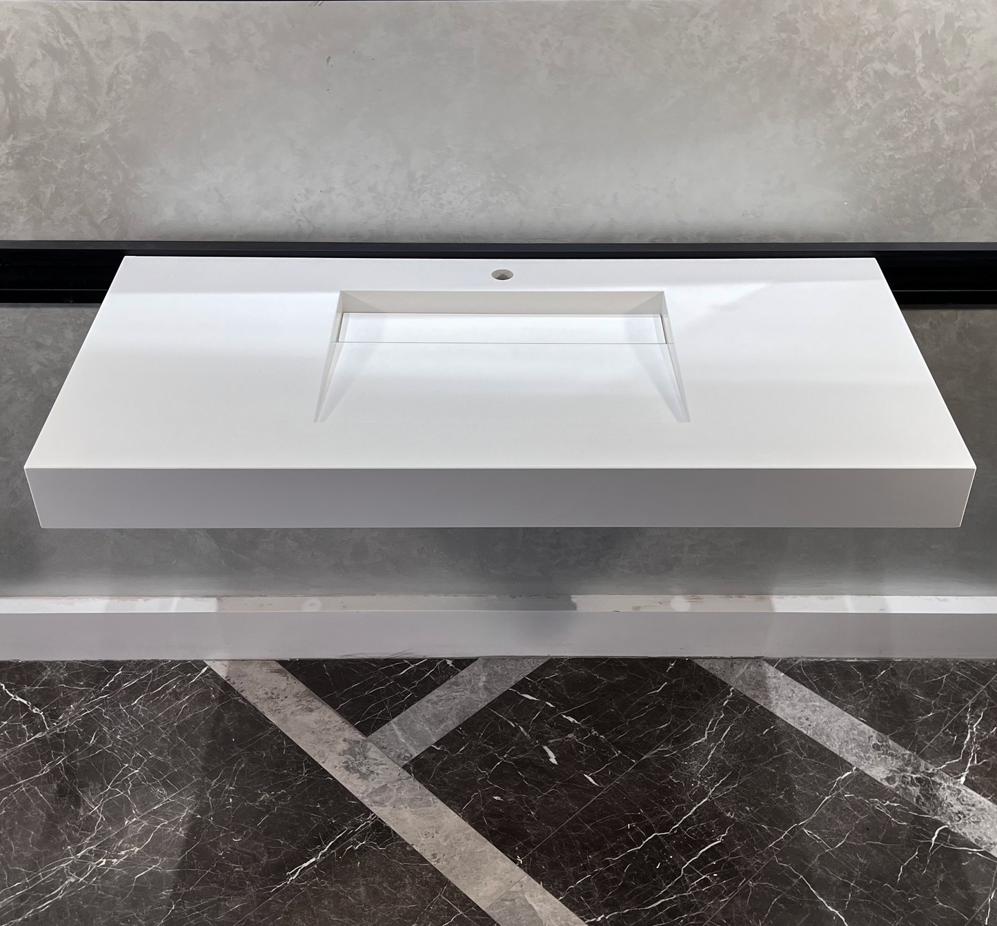 CUSTOM WHITE QUARTZ TROUGH SINK (QU-063)