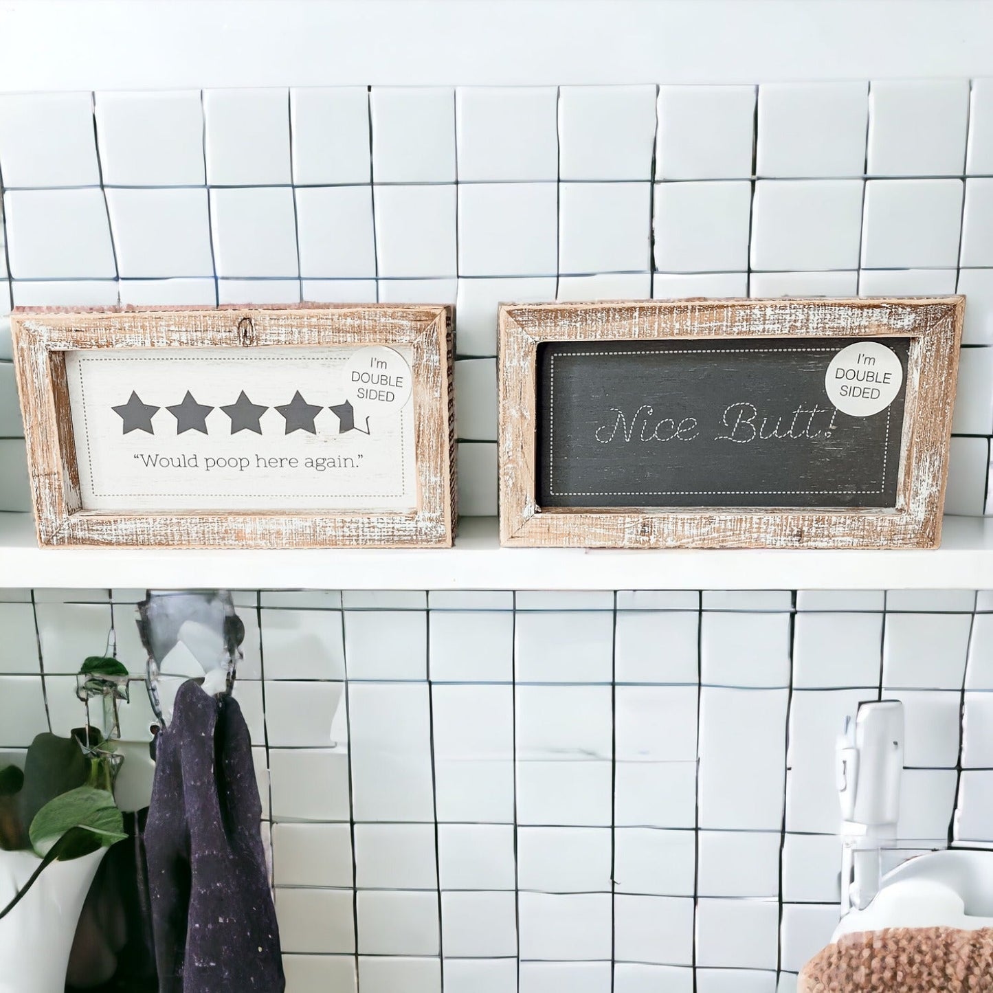 Funny Double Sided Bathroom Sign Guest Restroom Humor Decor Gift For Remodel Homes