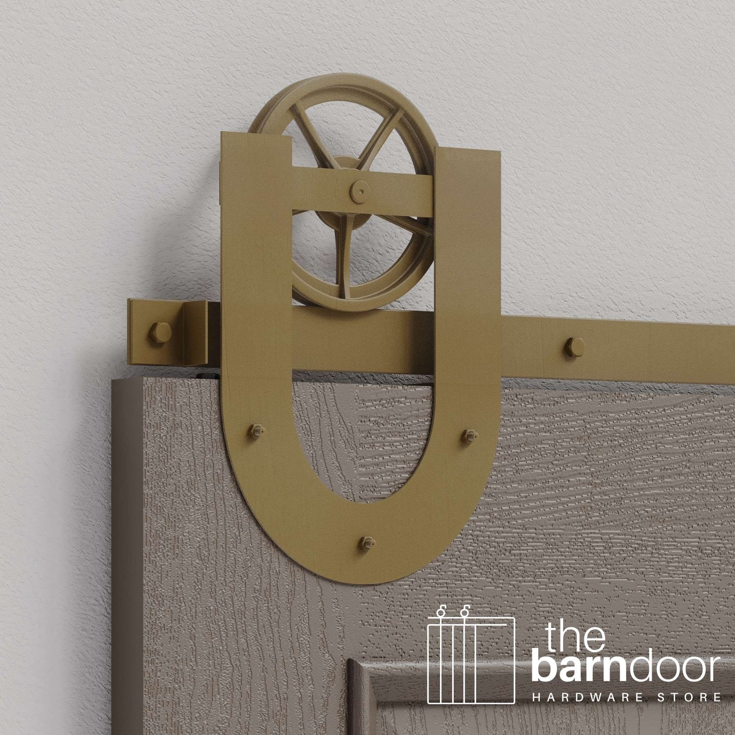 Wagon Wheel Horseshoe Heavy Duty Sliding Barn Door Hardware Kit