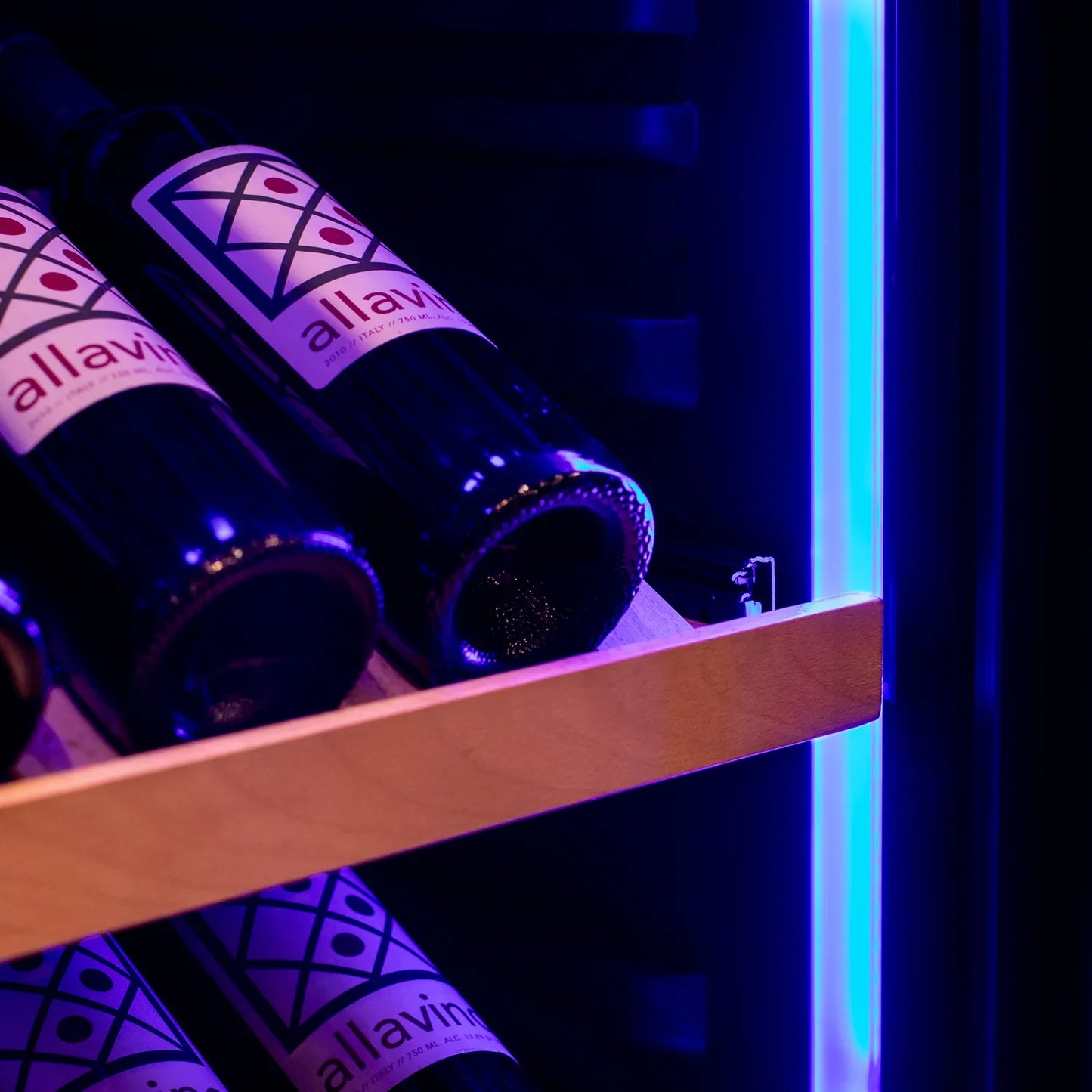 Allavino Freestanding Wine Refrigerator with Display Shelving and Black Glass Door