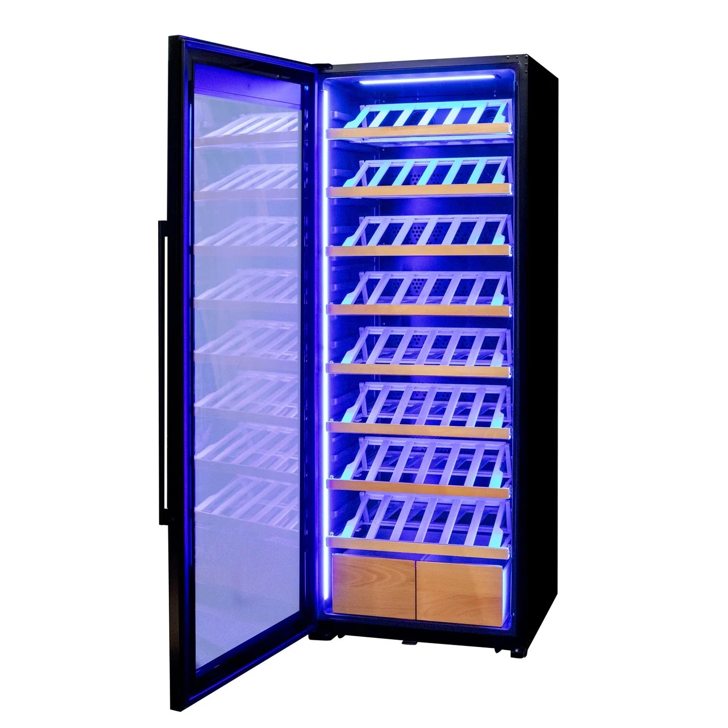 Allavino Freestanding Wine Refrigerator with Display Shelving and Black Glass Door