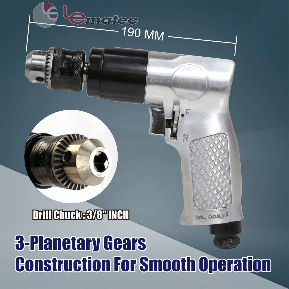 LE-D130 3/8" Reversible Air Drill – Lightweight Power Drilling
