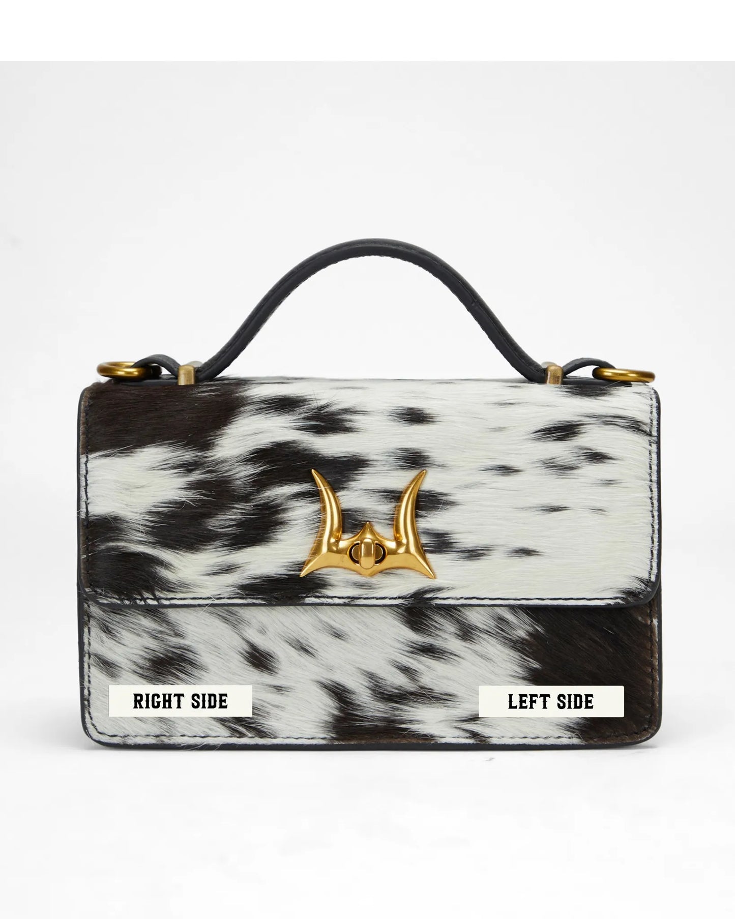 Loyal West VALENCIA OSTRICH LEATHER BAG - BLACK & WHITE COWHIDE