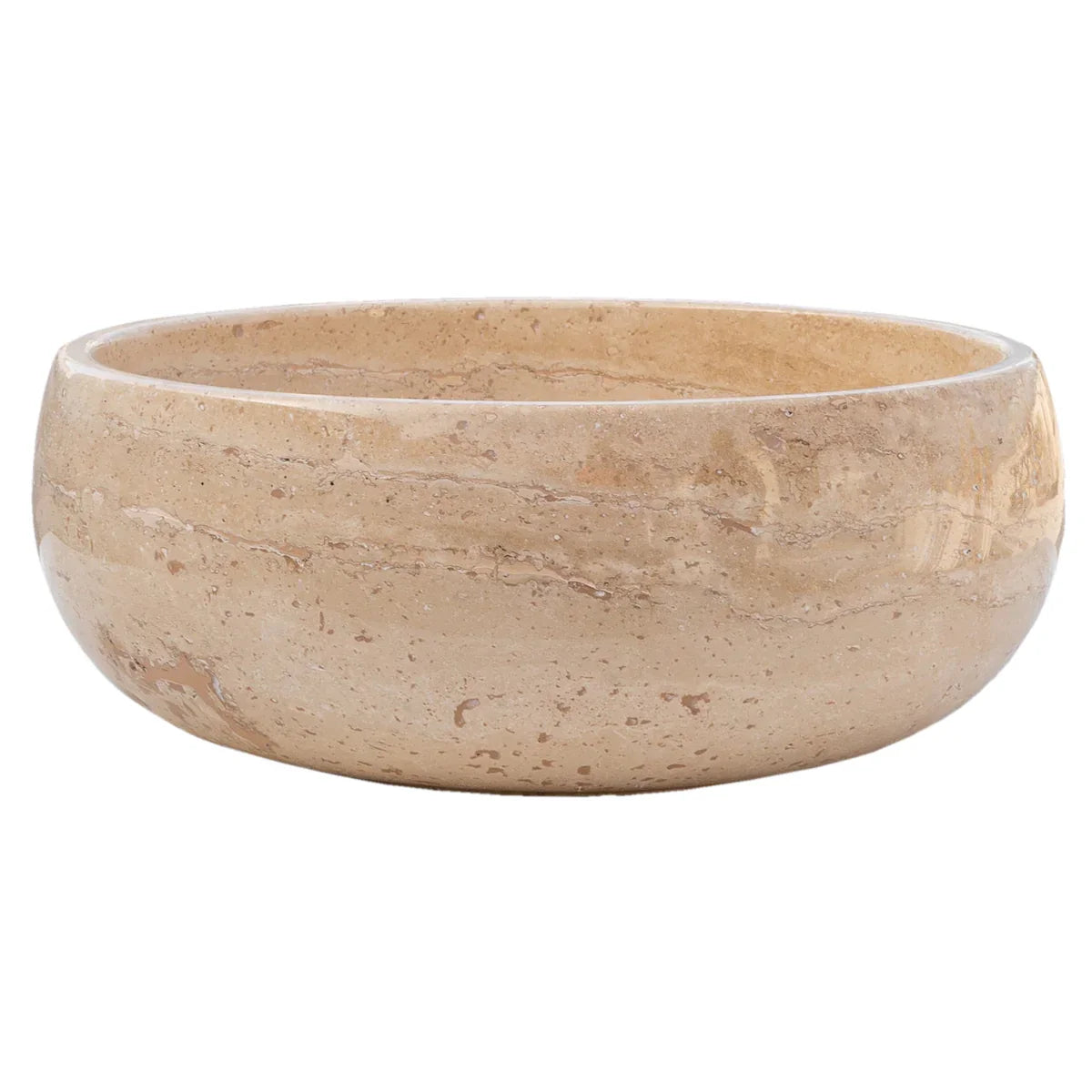 Light Beige Travertine Natural Stone Above Vanity Bathroom Vessel Sink Polished