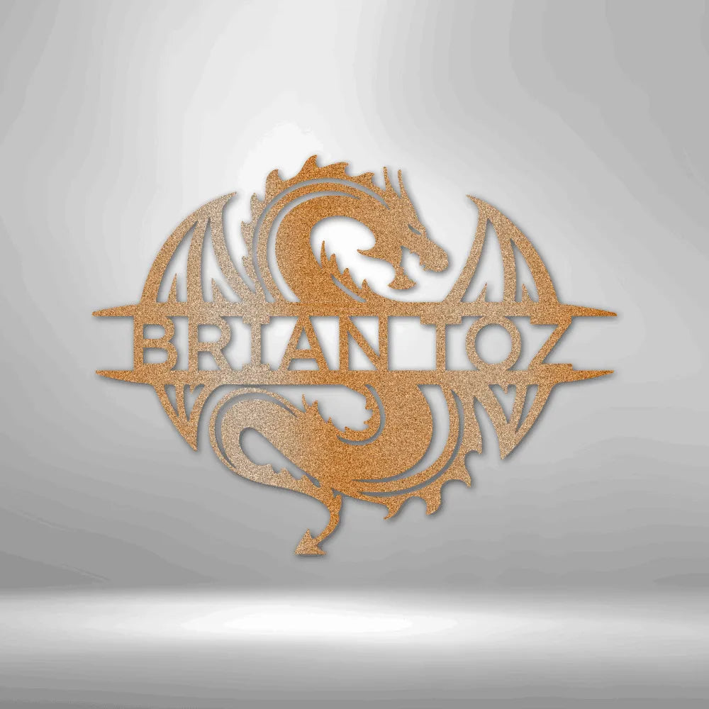 Celtic Dragon Monogram - Custom Steel Sign