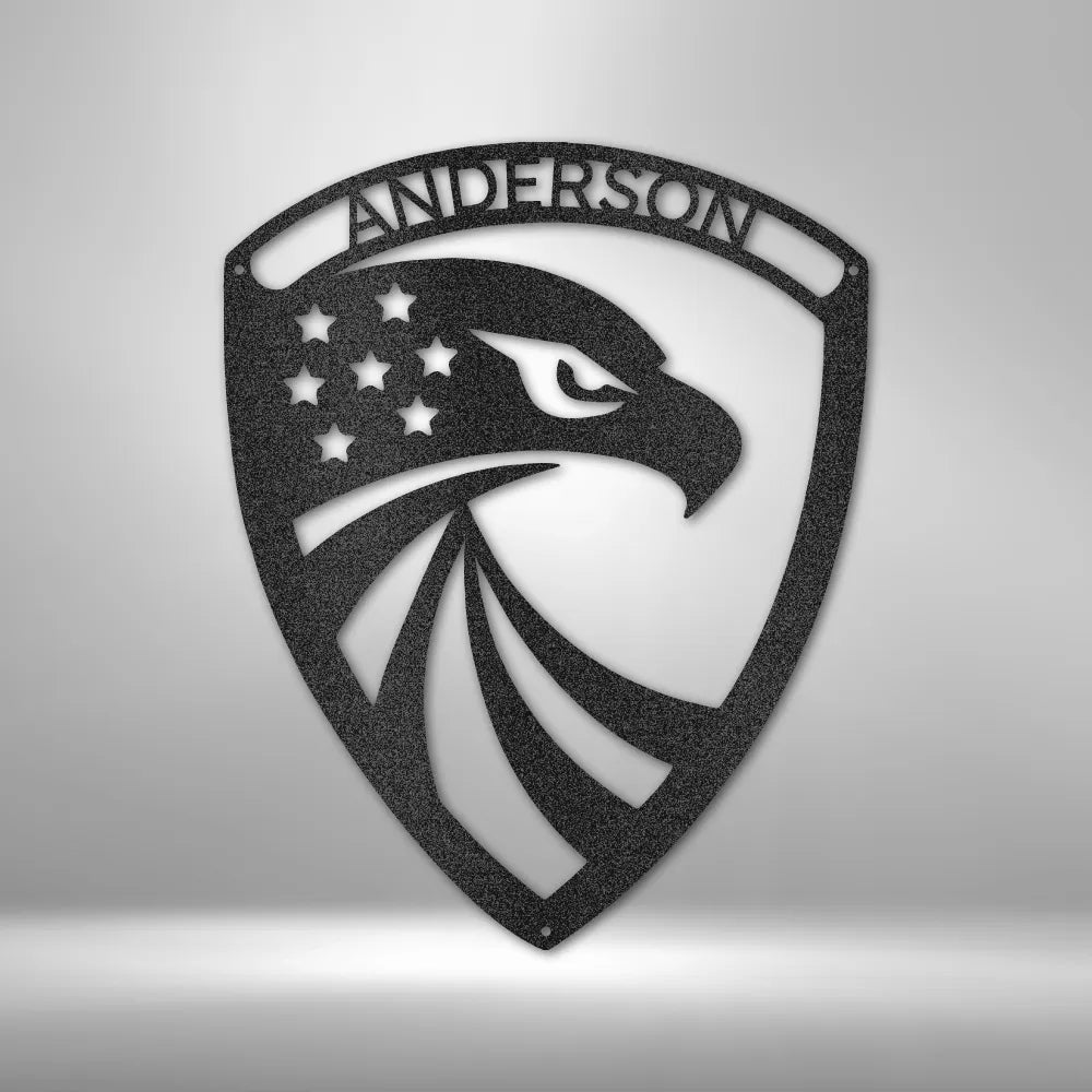 Modern Eagle Monogram - Custom Steel Sign
