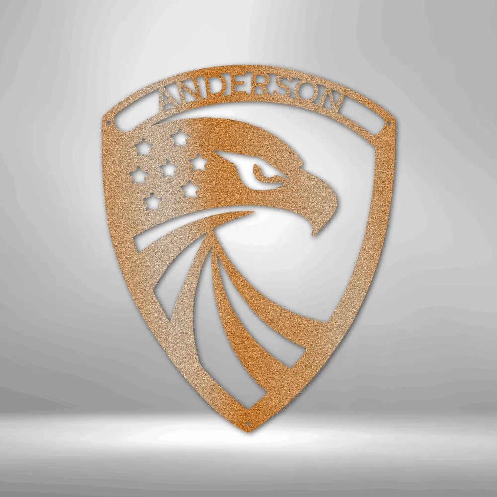 Modern Eagle Monogram - Custom Steel Sign