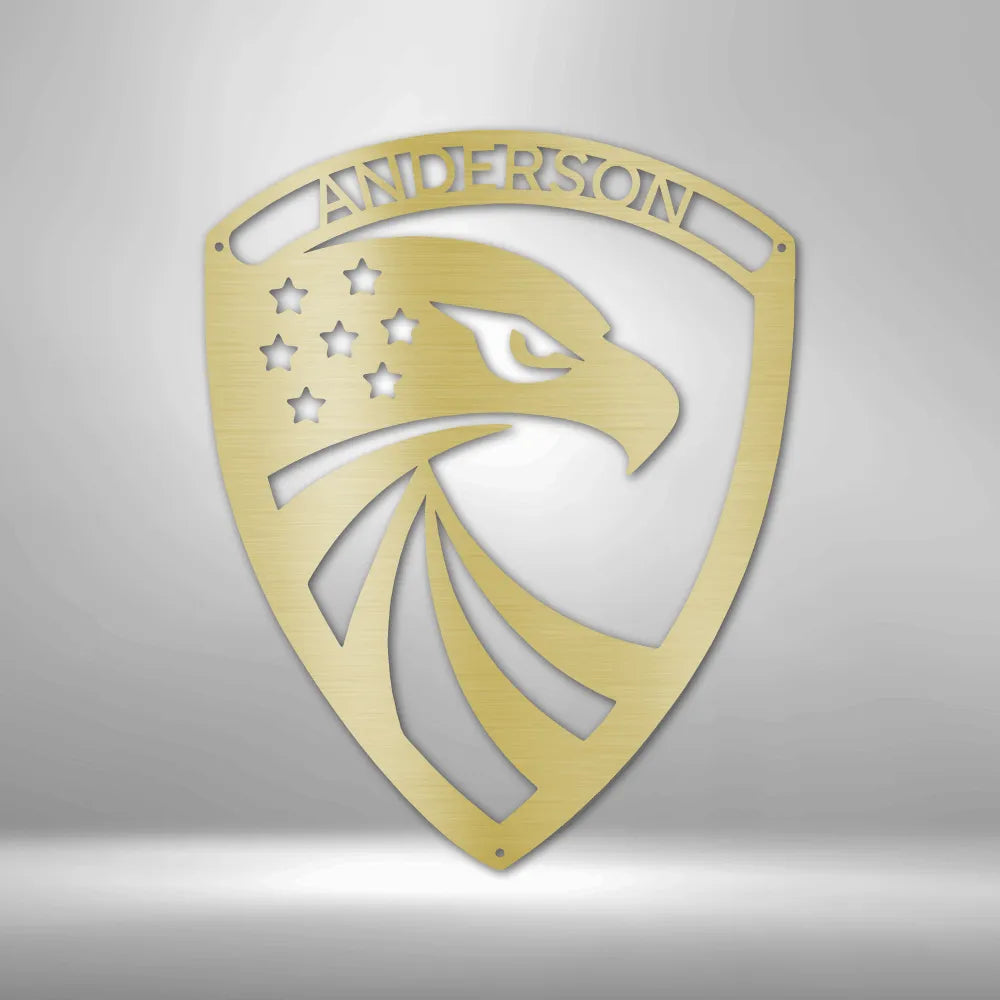 Modern Eagle Monogram - Custom Steel Sign
