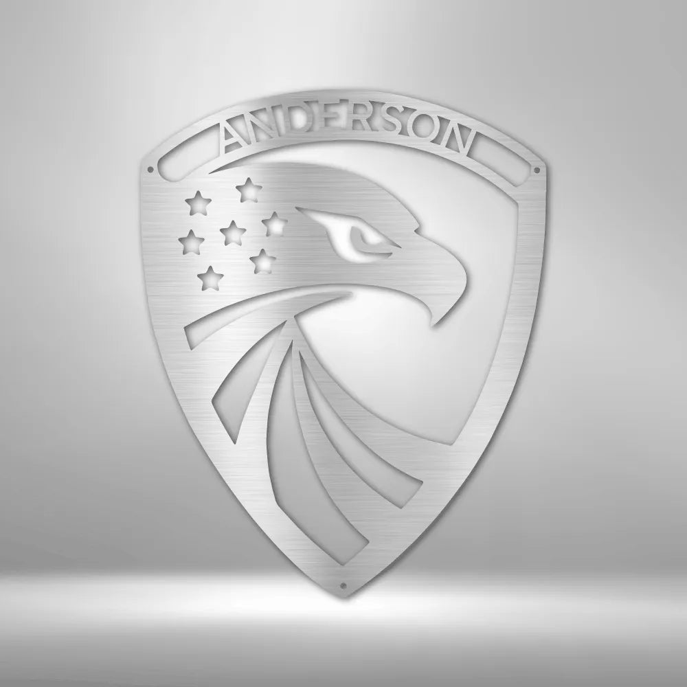 Modern Eagle Monogram - Custom Steel Sign
