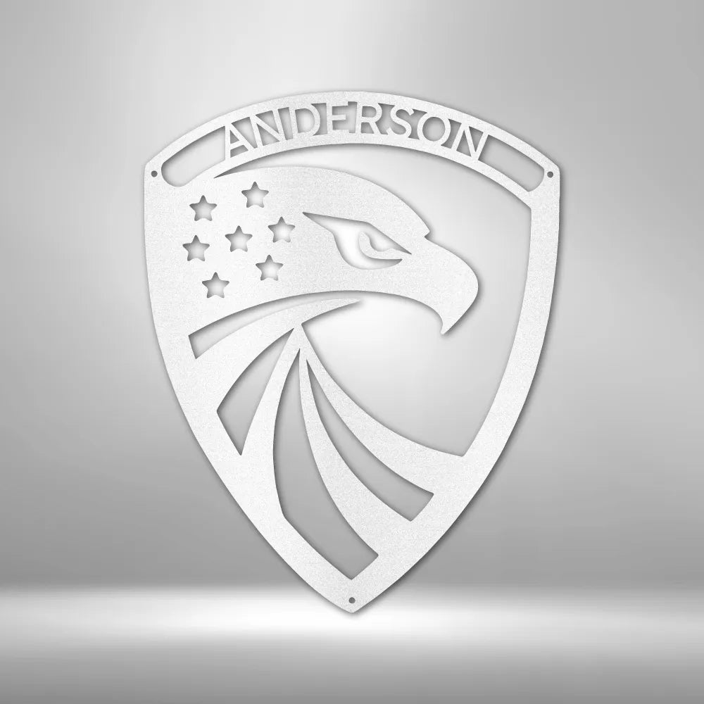 Modern Eagle Monogram - Custom Steel Sign
