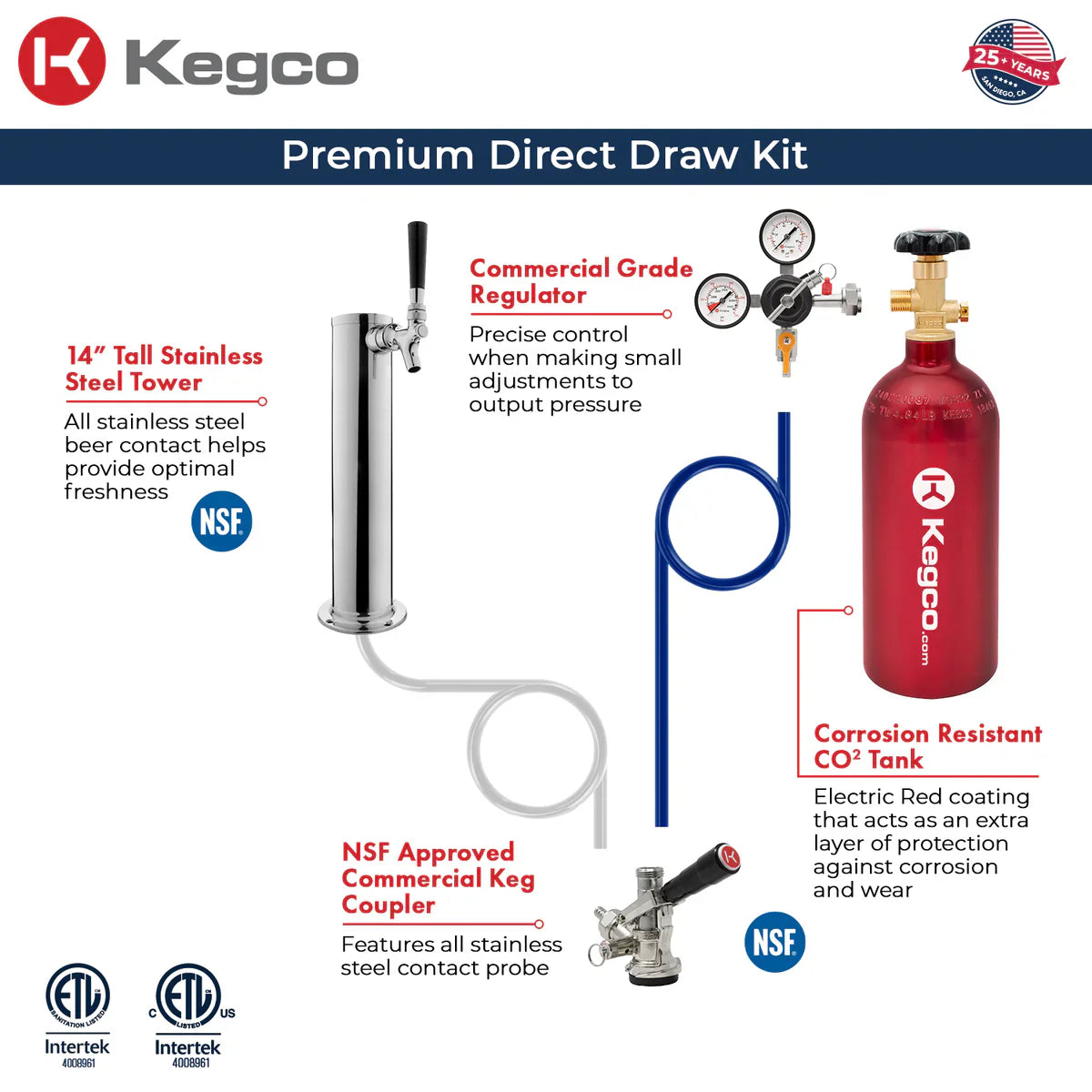 Kegco 24" Single Faucet Built-In Kegerator - Indoor