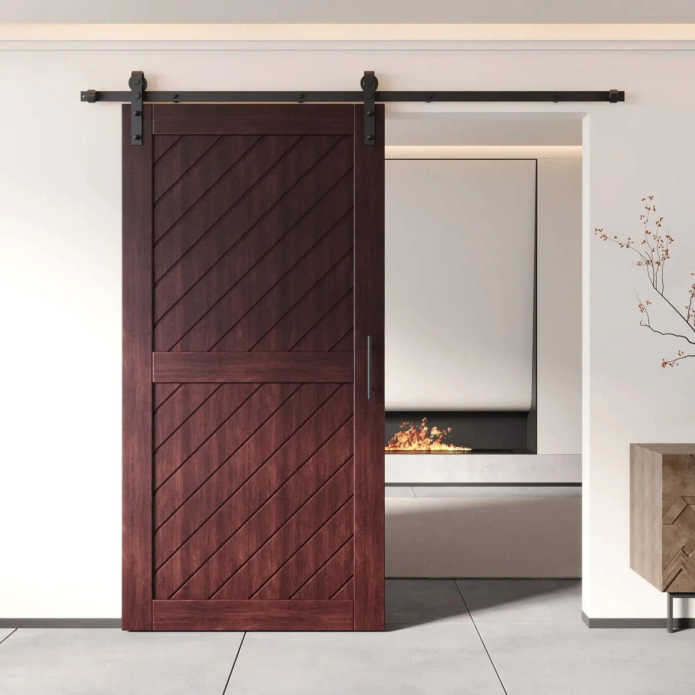 Slanted Single Barn Door Kit | Black Hardware