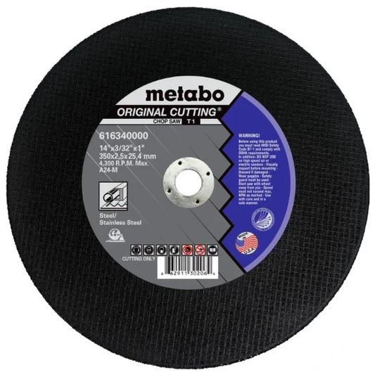 Metabo 616340000 ORIGINAL CUTTING 14" X 3/32" X 1" - TYPE 1 - A24M
