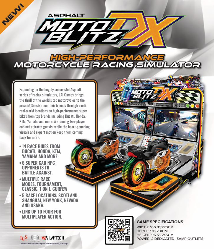 LAI Games Asphalt Moto Blitz Twin Bikes Arcade Machine
