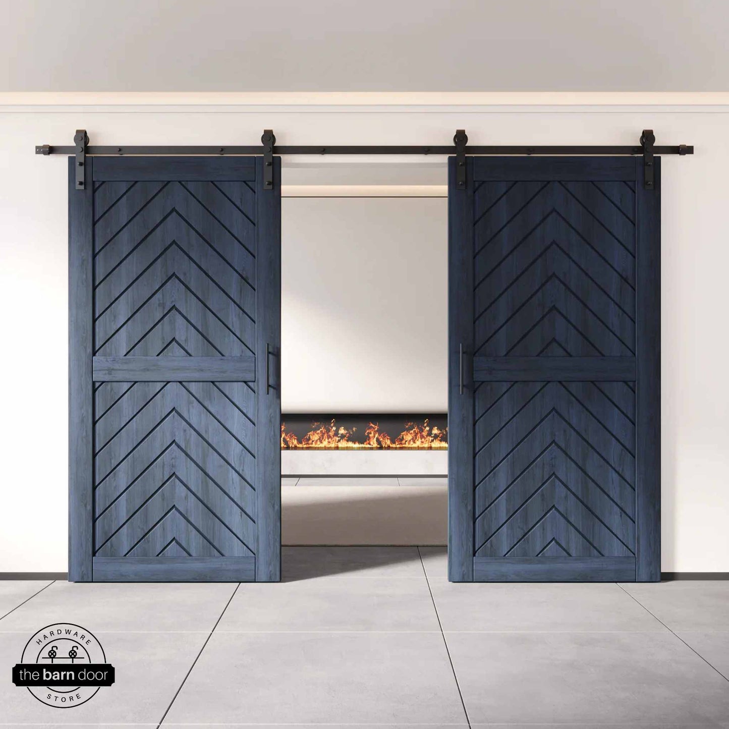 Fishbone Double Barn Door Kit | Black Hardware