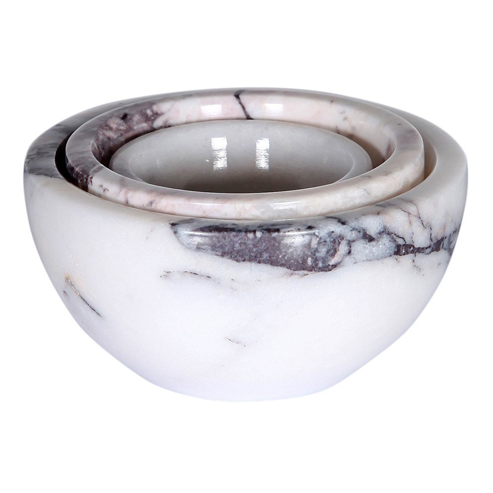Marble Nesting Snack/Serving Bowls Set of 3 Polished