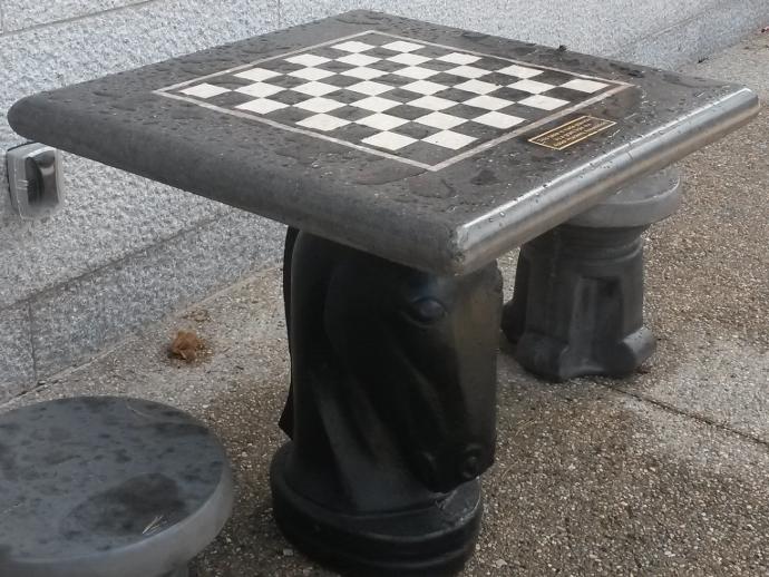 Stone Age Knight Style Concrete Outdoor Chess Table
