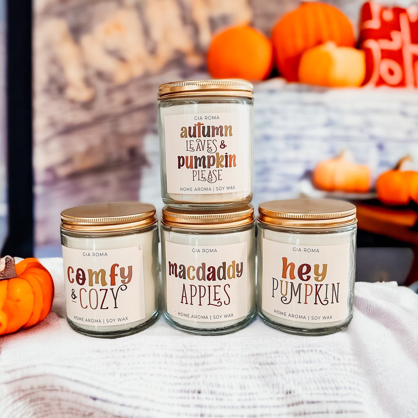 Pumpkin Spice Soy Candle 9oz Jar, Vanilla Whipped Cream Cinnamon