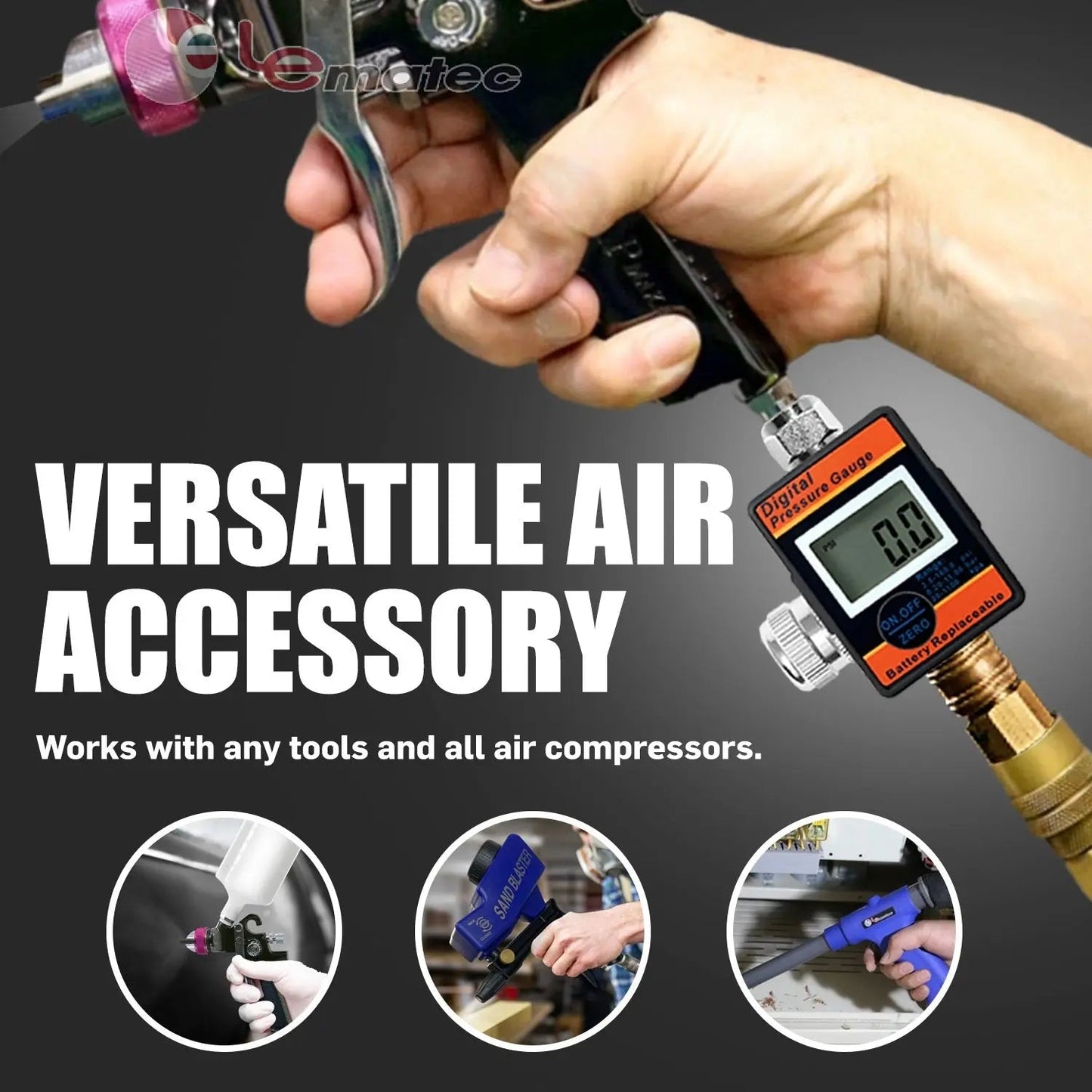 Professional Digital Air Pressure Regulator - Multi-Unit LCD Display with 160 PSI Range (DAR01B)