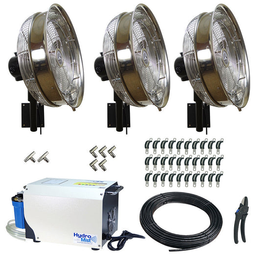 Hydro Mist DIY 3-18" Stainless Steel Mist Fan Package with Pro 35 Pump 1000 PSI Pump