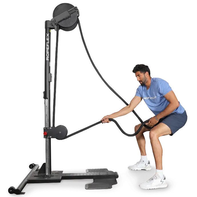 Ropeflex RX2500 Upright Infinity Rope Trainer with DSS Progressive Resistance Technology, removable seat and secondary pulley