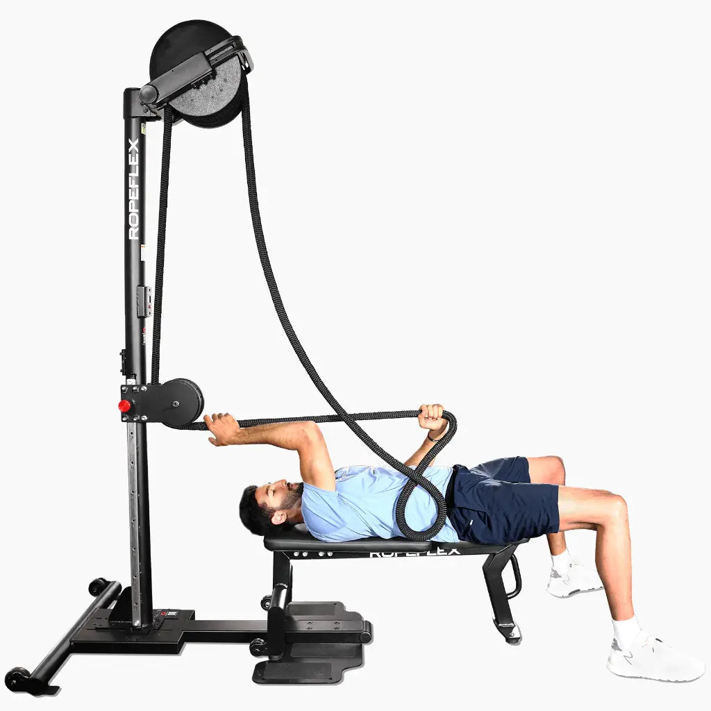 Ropeflex RX2500 Upright Infinity Rope Trainer with DSS Progressive Resistance Technology, removable seat and secondary pulley