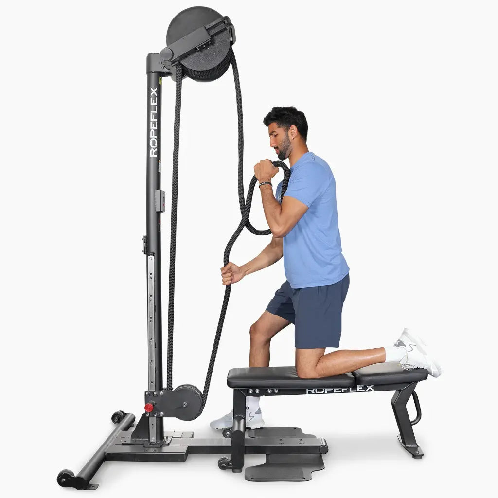 Ropeflex RX2500 Upright Infinity Rope Trainer with DSS Progressive Resistance Technology, removable seat and secondary pulley