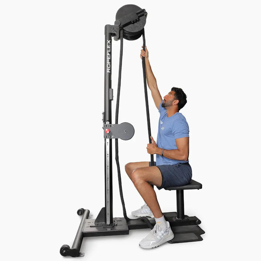 Ropeflex RX2500 Upright Infinity Rope Trainer with DSS Progressive Resistance Technology, removable seat and secondary pulley