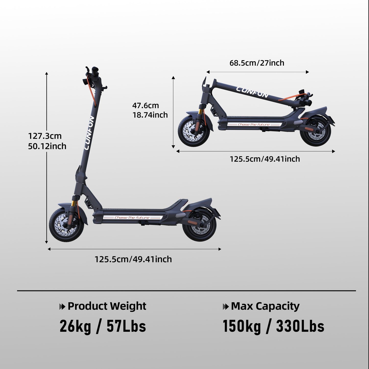 Cunfon RZ800 Electric Scooter - 1200W, 50 km/h, 80 km Range