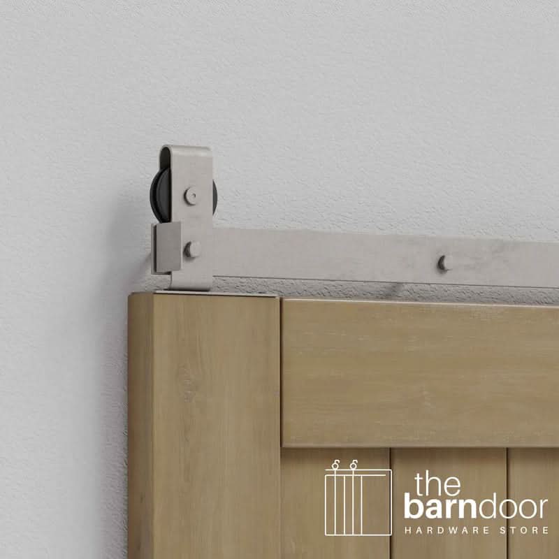 Modern J Top Mount Bifold Barn Door Hardware Kit | 12 Door Biparting