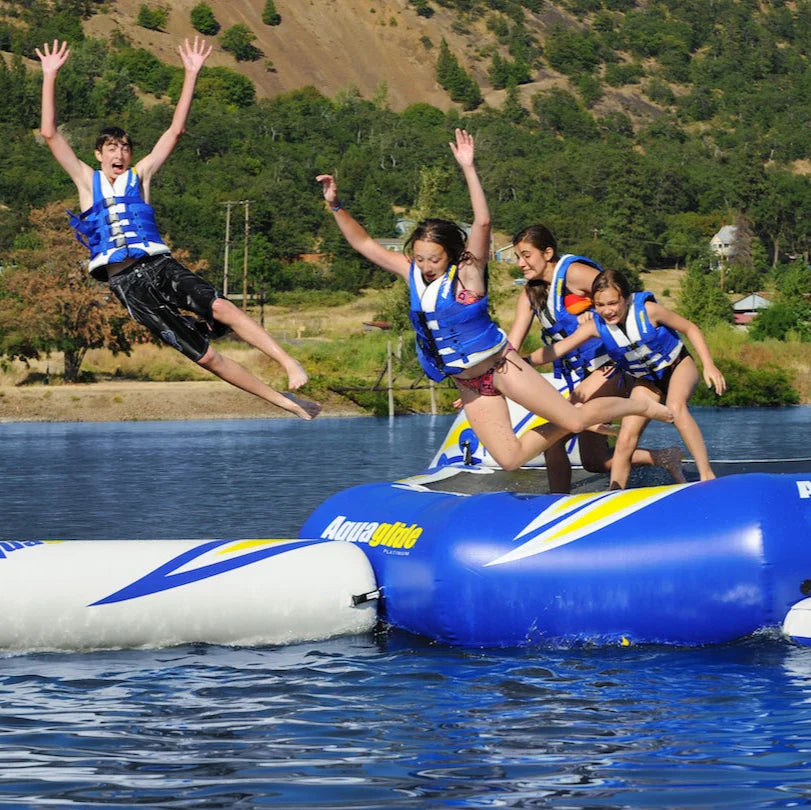 Aquaglide Rebound 20 Trampoline Aquapark with Slide and I-Log