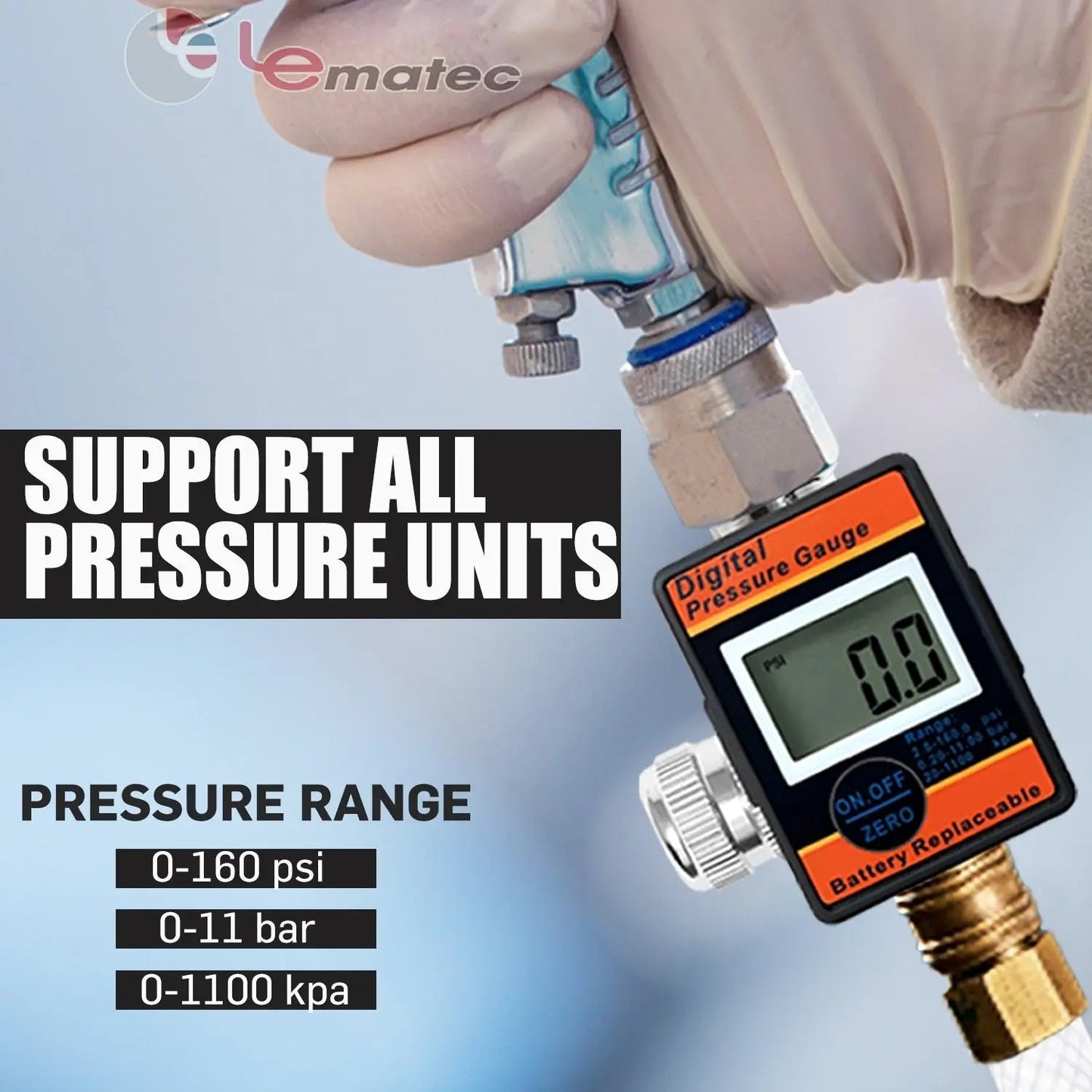 Professional Digital Air Pressure Regulator - Multi-Unit LCD Display with 160 PSI Range (DAR01B)