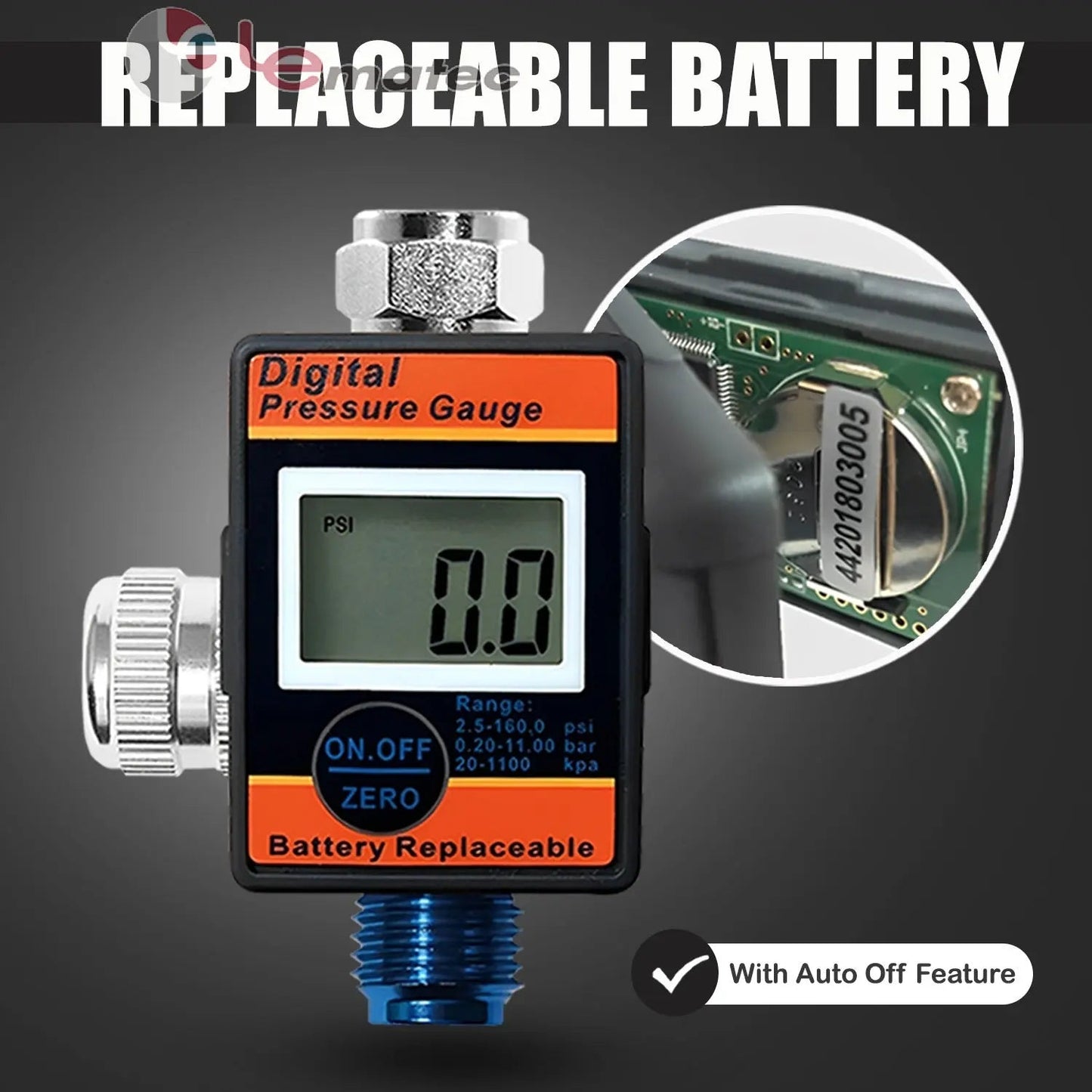 Professional Digital Air Pressure Regulator - Multi-Unit LCD Display with 160 PSI Range (DAR01B)