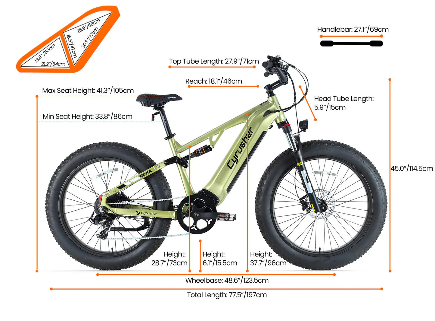 Cyrusher Rover Step-Over Full-Suspension E-Bike