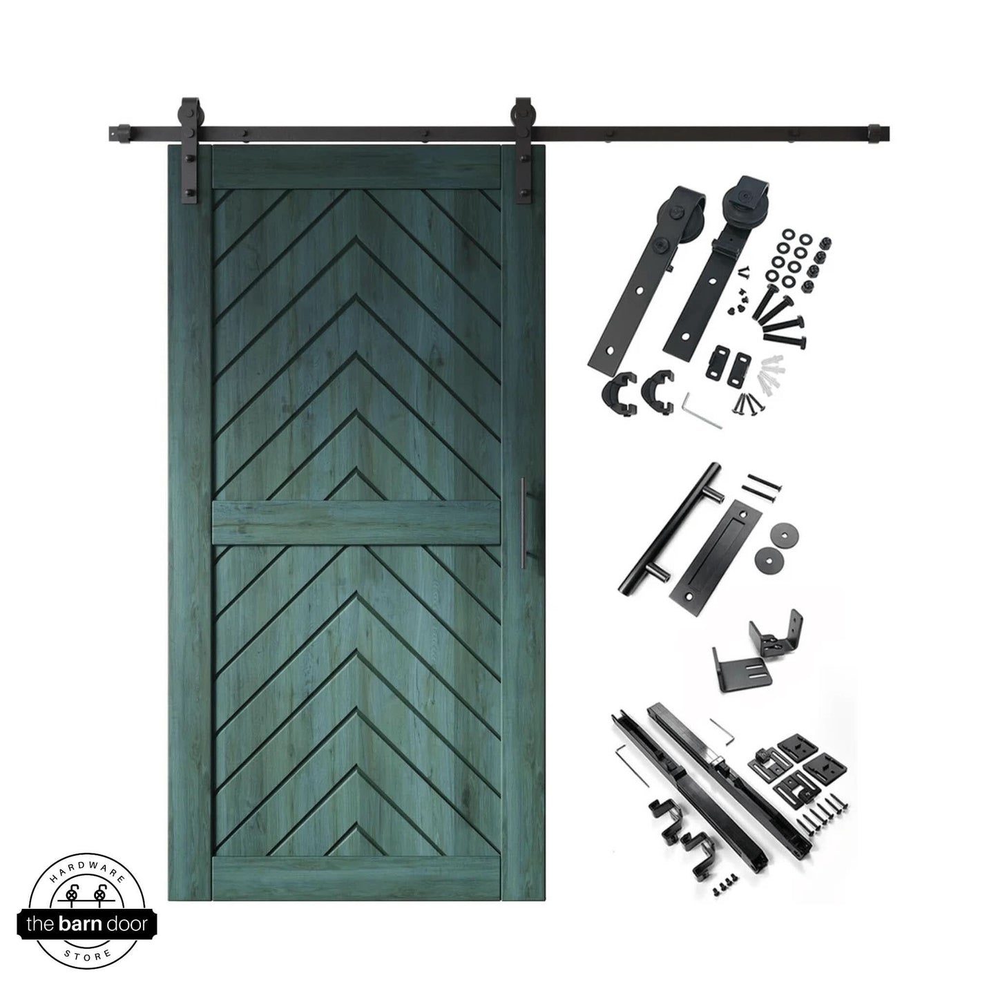 Fishbone Single Barn Door Kit | Black Hardware