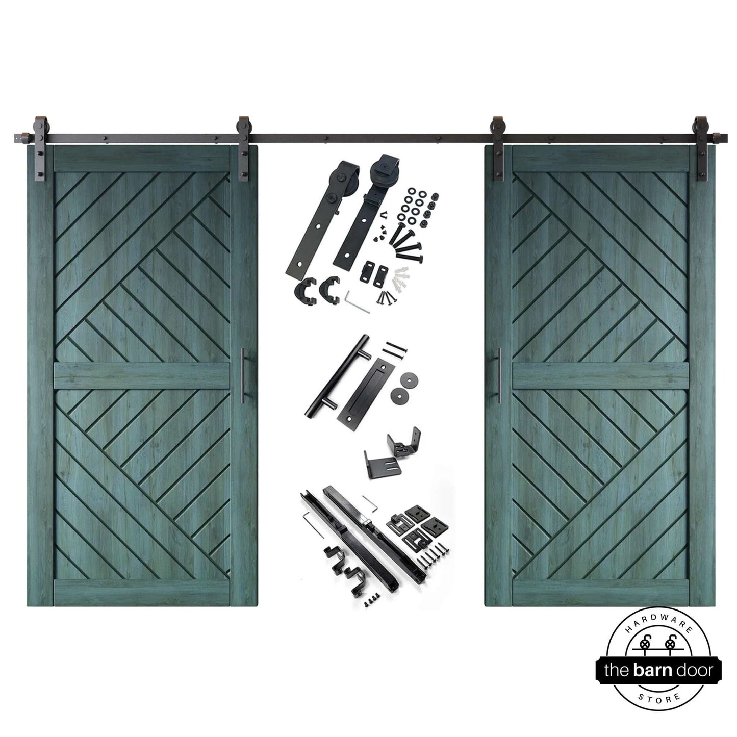 Patterned Double Door Barn Door Kit | Black Barn Door Hardware