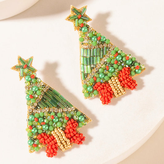 Myra Starry Noel Charm Earrings in Pine Green