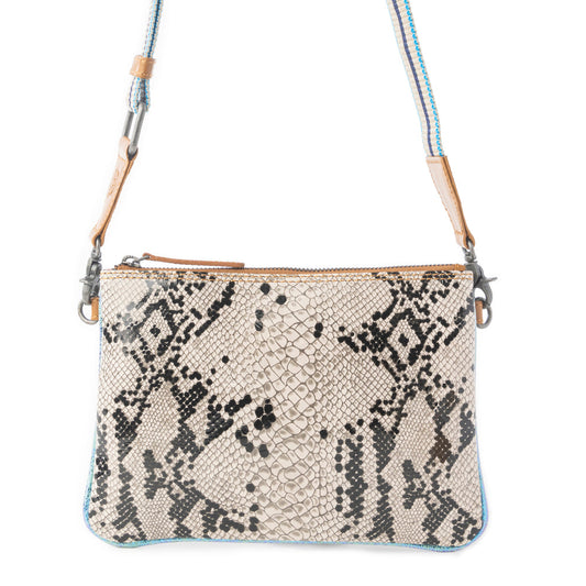 Myra Eden Mirage Leather Bag in Ivory Snake Print