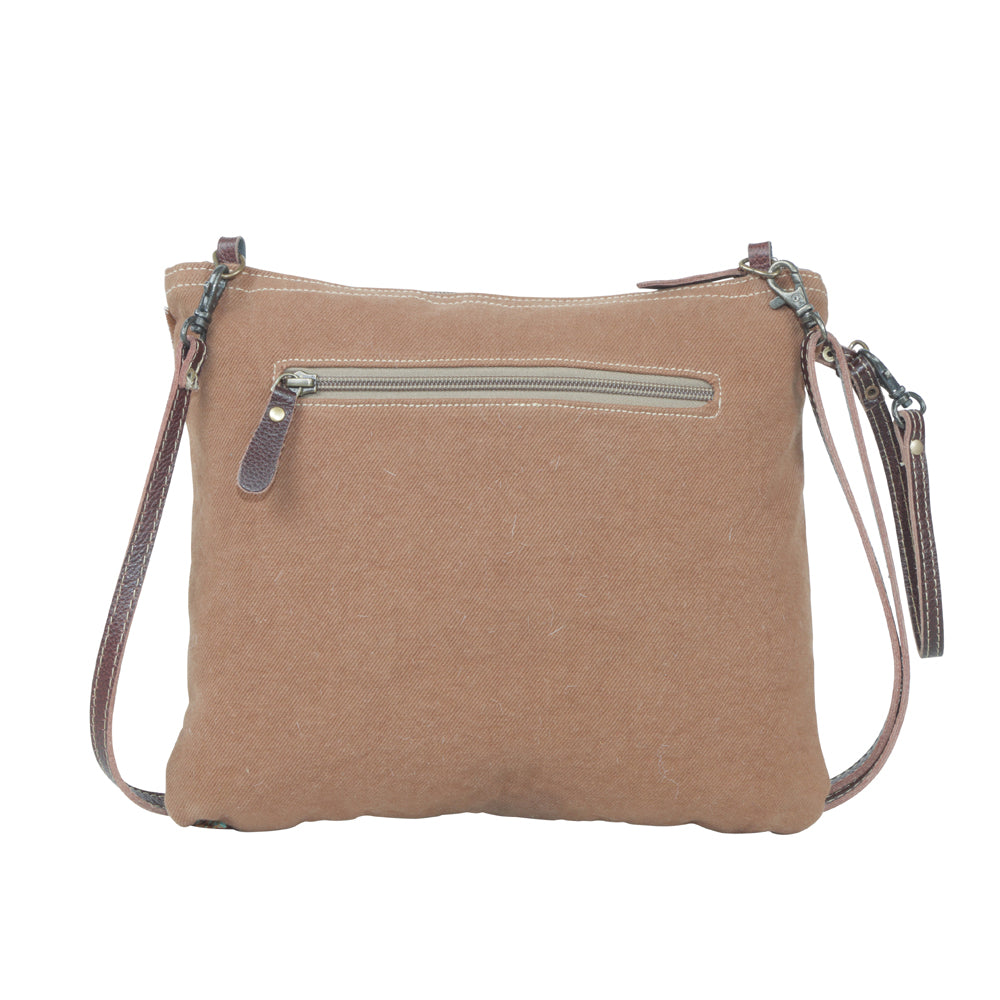 Myra Blue Isle Embossed Leather Crossbody Bag for Women Small Size Western Sling with Hairon Accents