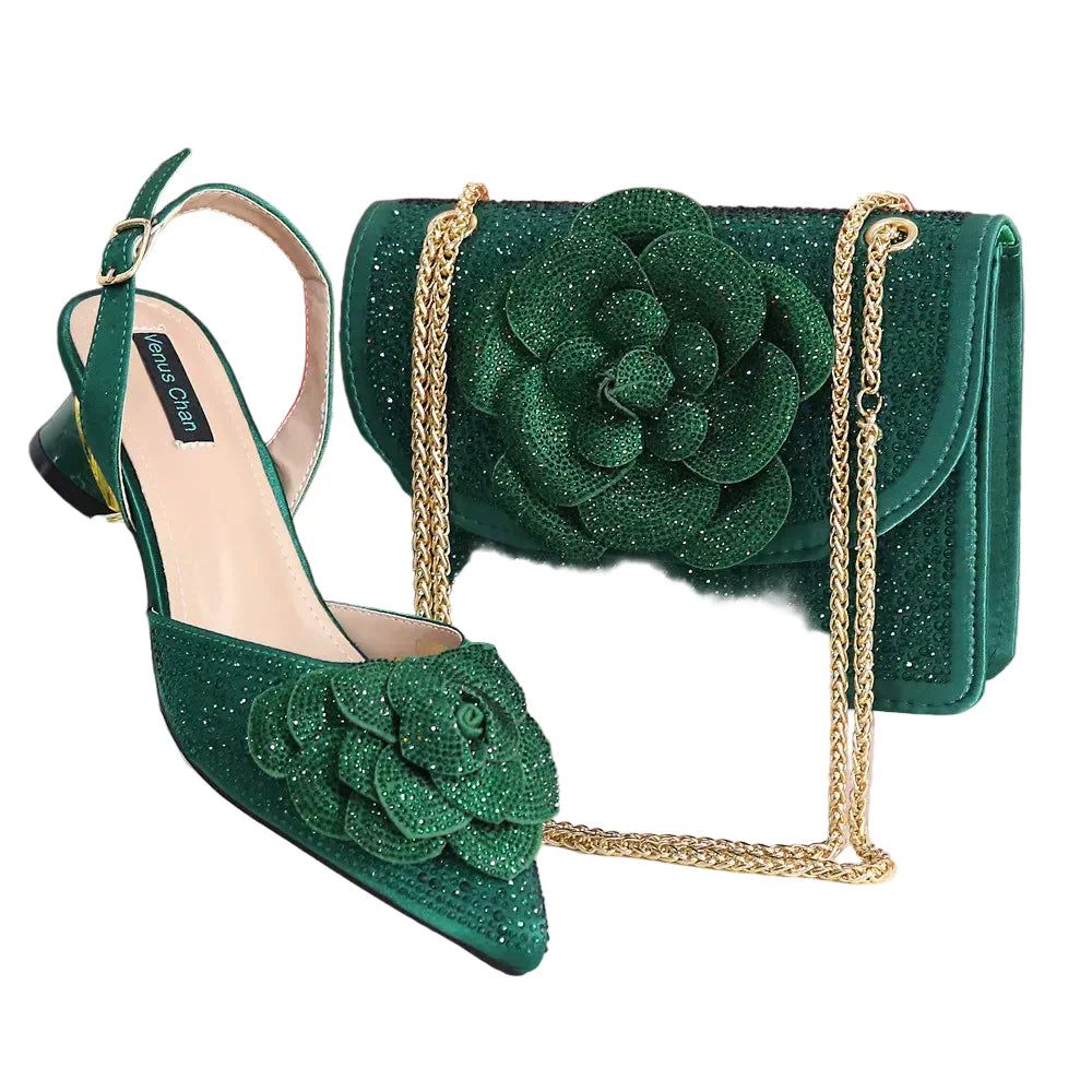 Elegant Lady Shoes And Bag Set with Rhinestone NBT543