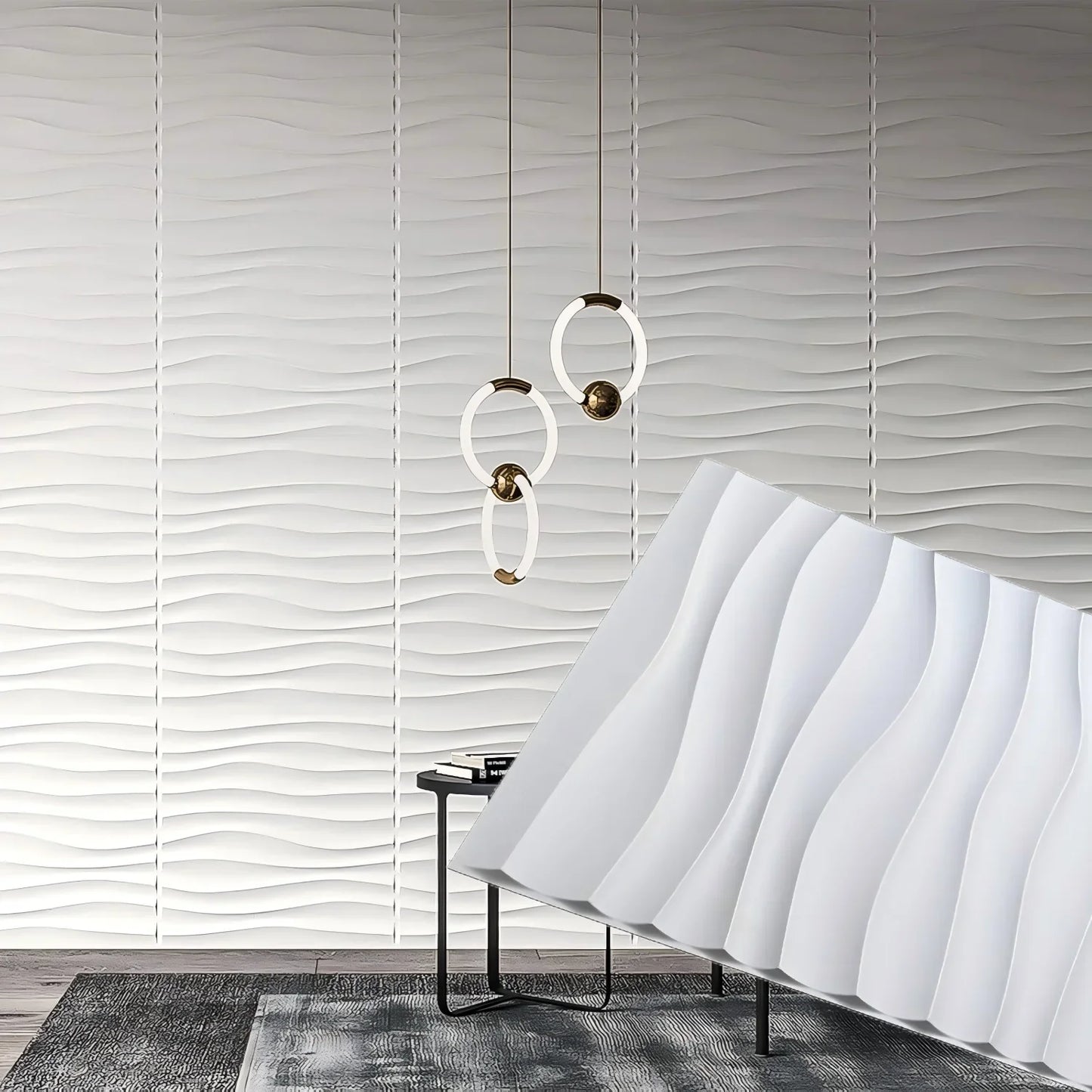 Wall Renovation 3D PVC Wave Board Texture Wall Panel Non-self-adhesive Wall Sticker Art Ceramic Tile Wallpaper Room Bathroom