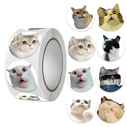 100pcs/500pcs Cartoon Meme Cat Stickers For School Reward Stickers Classroom Decor Encouragement Sticker For Student Teacher
